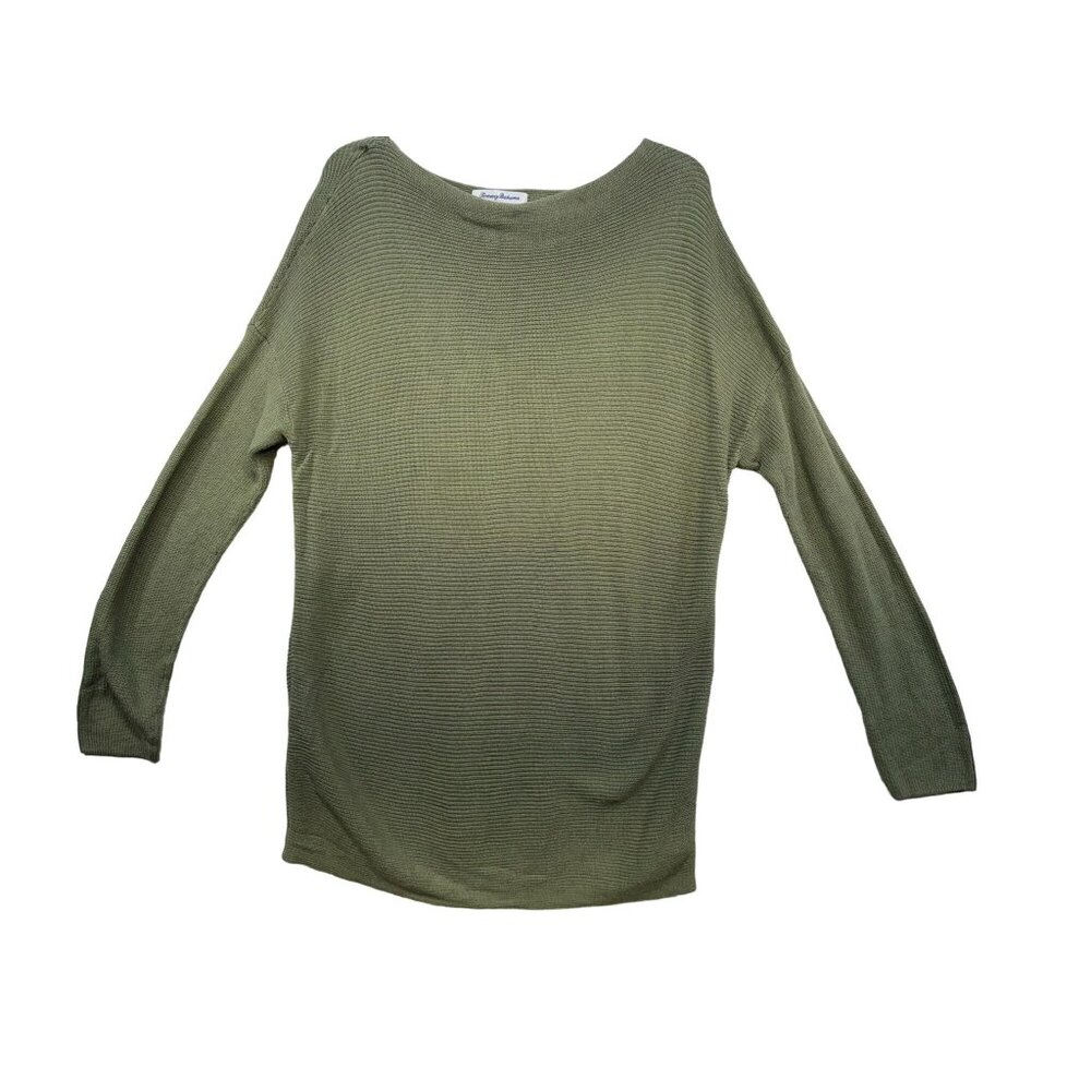 Tommy Bahama Womens Tunic Ribbed Knit Sweater M/M Olive Green Long Sleeve